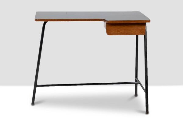 Jacques Hitier pour MBO, Bureau en chêne et métal noir, année 1951
