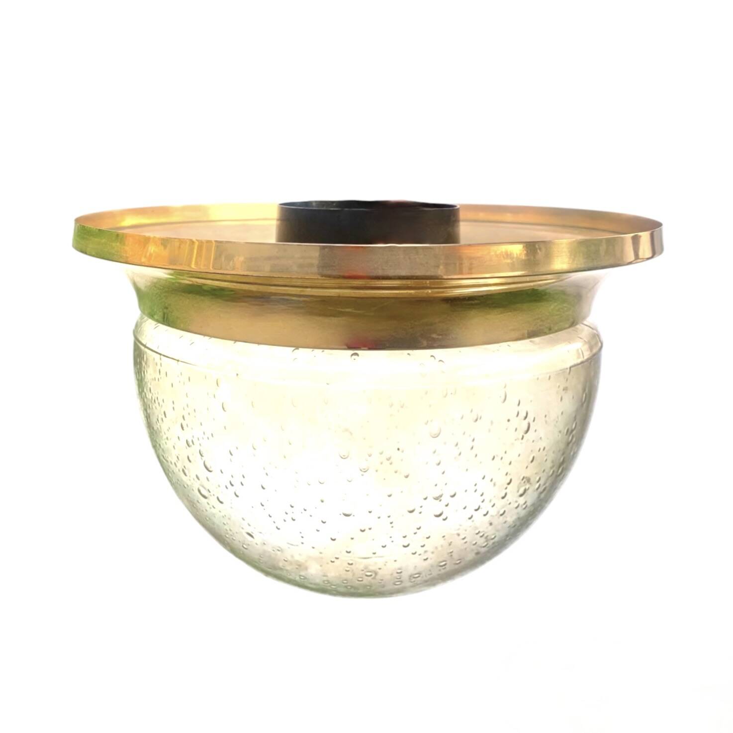 Vintage ceiling light in brass and bubbled glass
