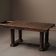 Table Art déco en chêne – France, années 1930–1940