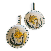 Pair of ramekin bowls fish Vallauris vintage Rubino