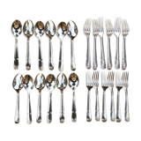 Set of 12 spoons 12 forks metal silver stuff bourdelle poicon bb shell