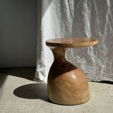 Solid wood side table (monoxyl) organic shape natural color