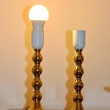 Paire de lampes suédoises en laiton du milieu du siècle