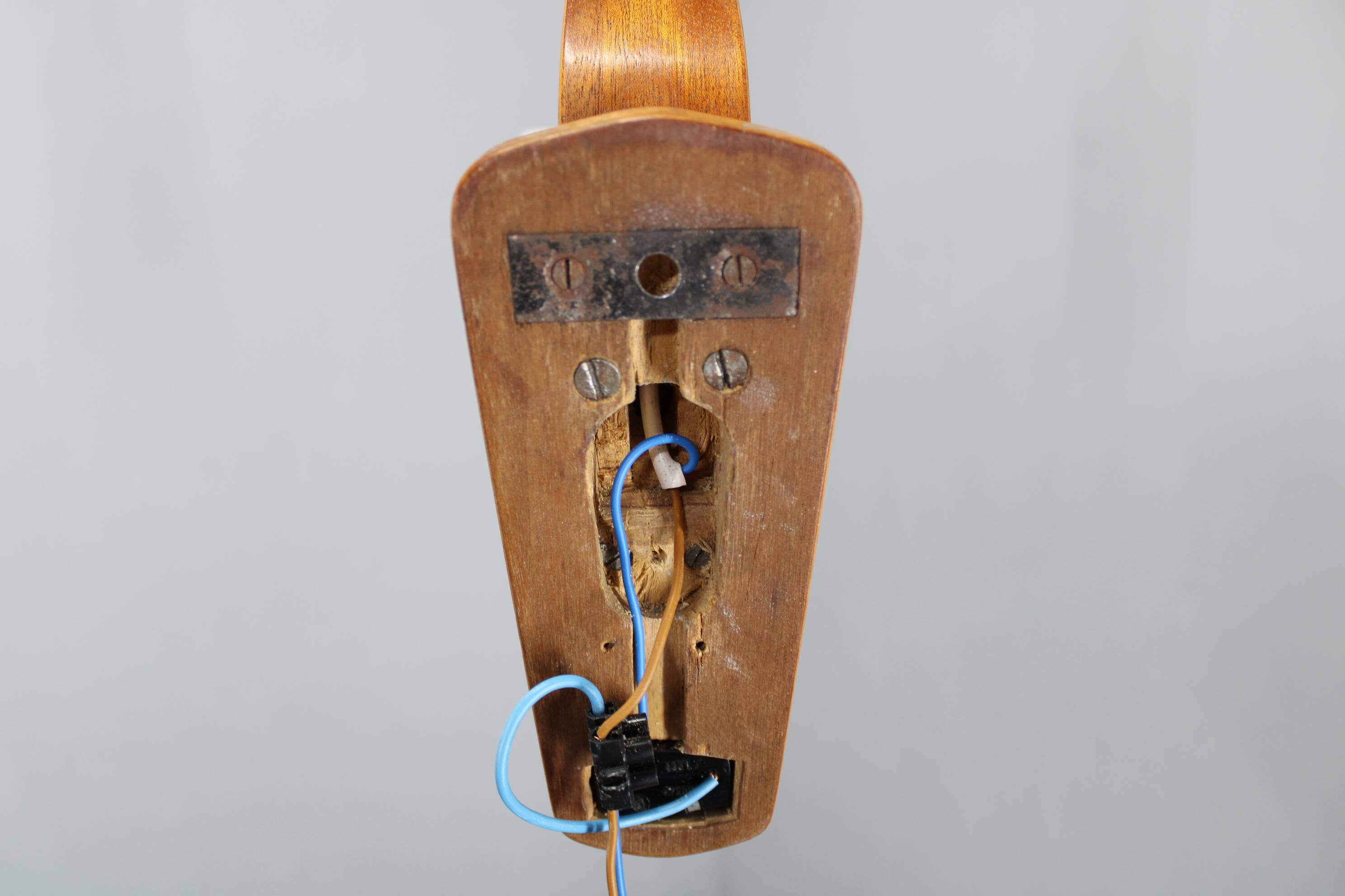 1960s Wooden Wall Lamp with Glass Shade, Czechoslovakia