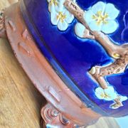 Large antique majolica cache pot, planter by Joseph Holdcroft.