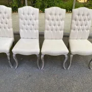 4 upholstered chairs in linen and ash, Maisons du Monde model Chloé.