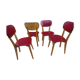 Set of 4 chairs in red skaï kitchen wood chair