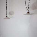 Suspension en verre blanc filé vintage