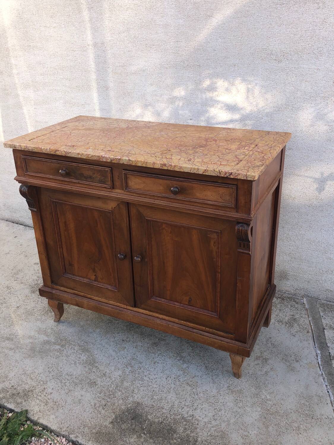 Small old sideboard with marble top