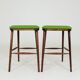 A pair of wood bar stools- Green premium wool - Rustic style/MCM