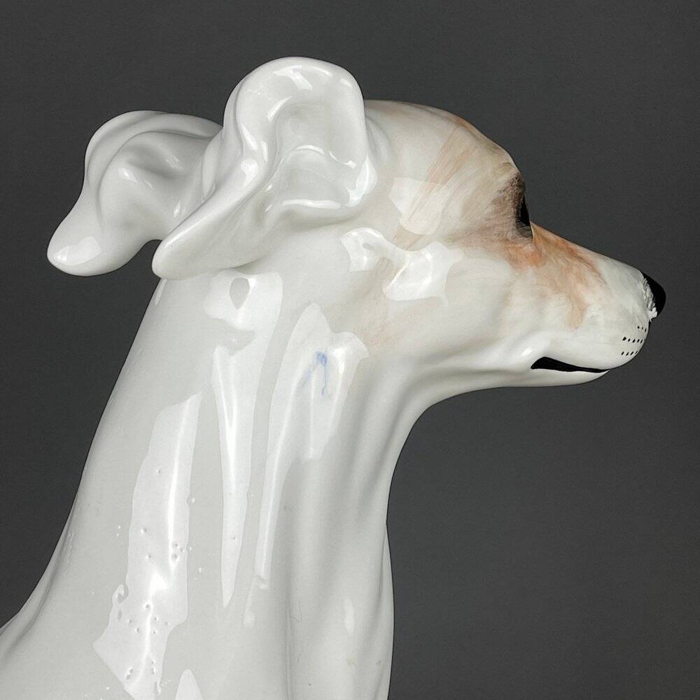 Large ceramic sculpture of a Bassano dog, 1980s.