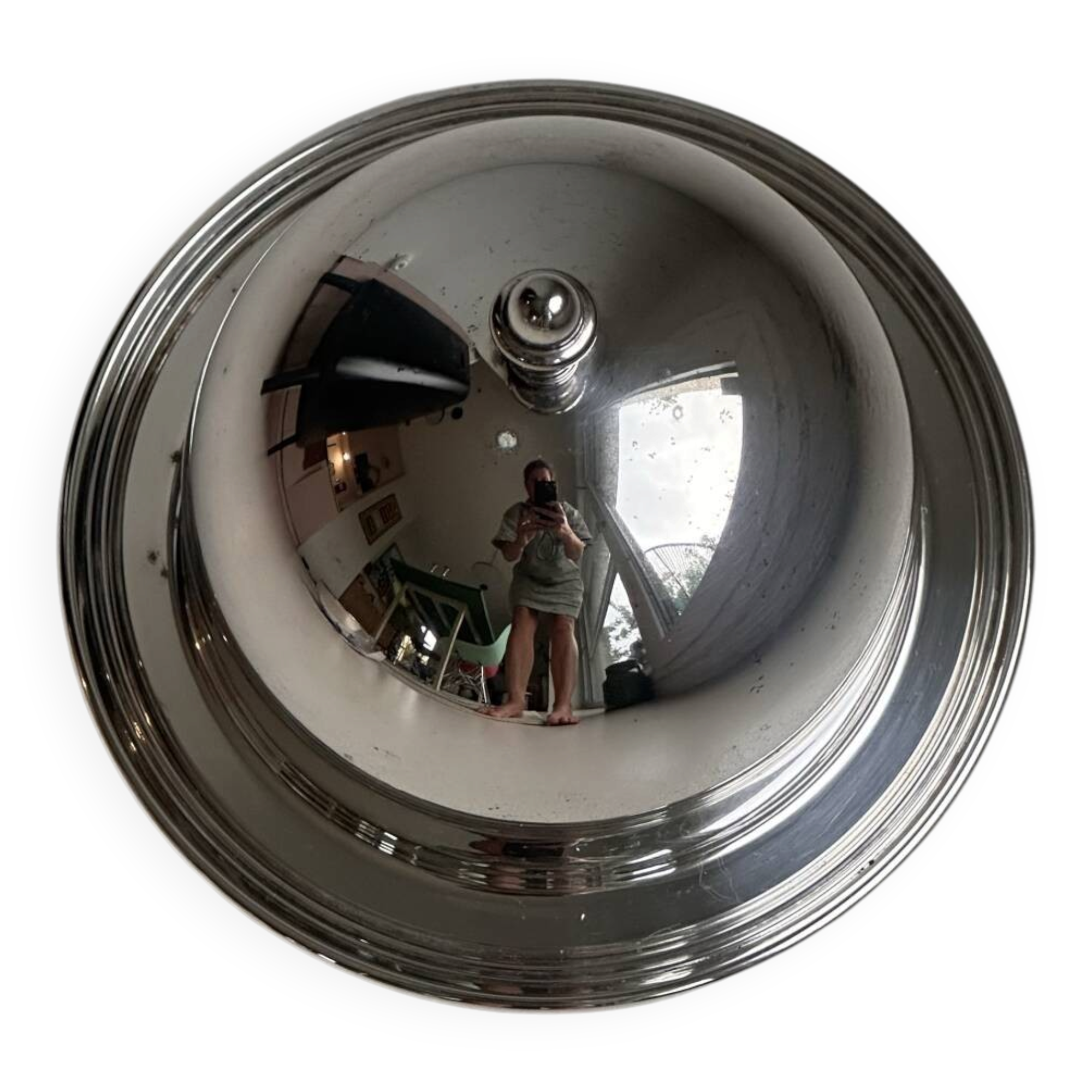 Olry Italy silver-plated presentation bell with tray and glass.