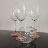 4 verres à eau Luminarc pieds rose