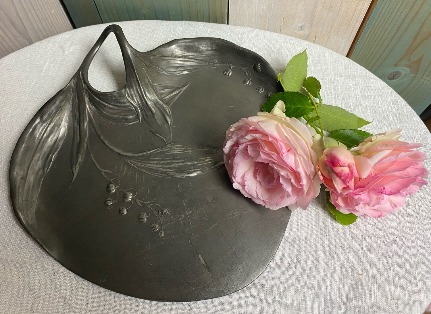Large Art Nouveau pewter storage tray Kayserzin