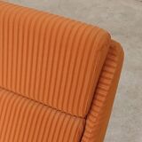 Orange 3-seater sofa jitona ribbed fabric space age 1970