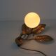 Wall lamp " flower " in golden metal and opaline ball 70s