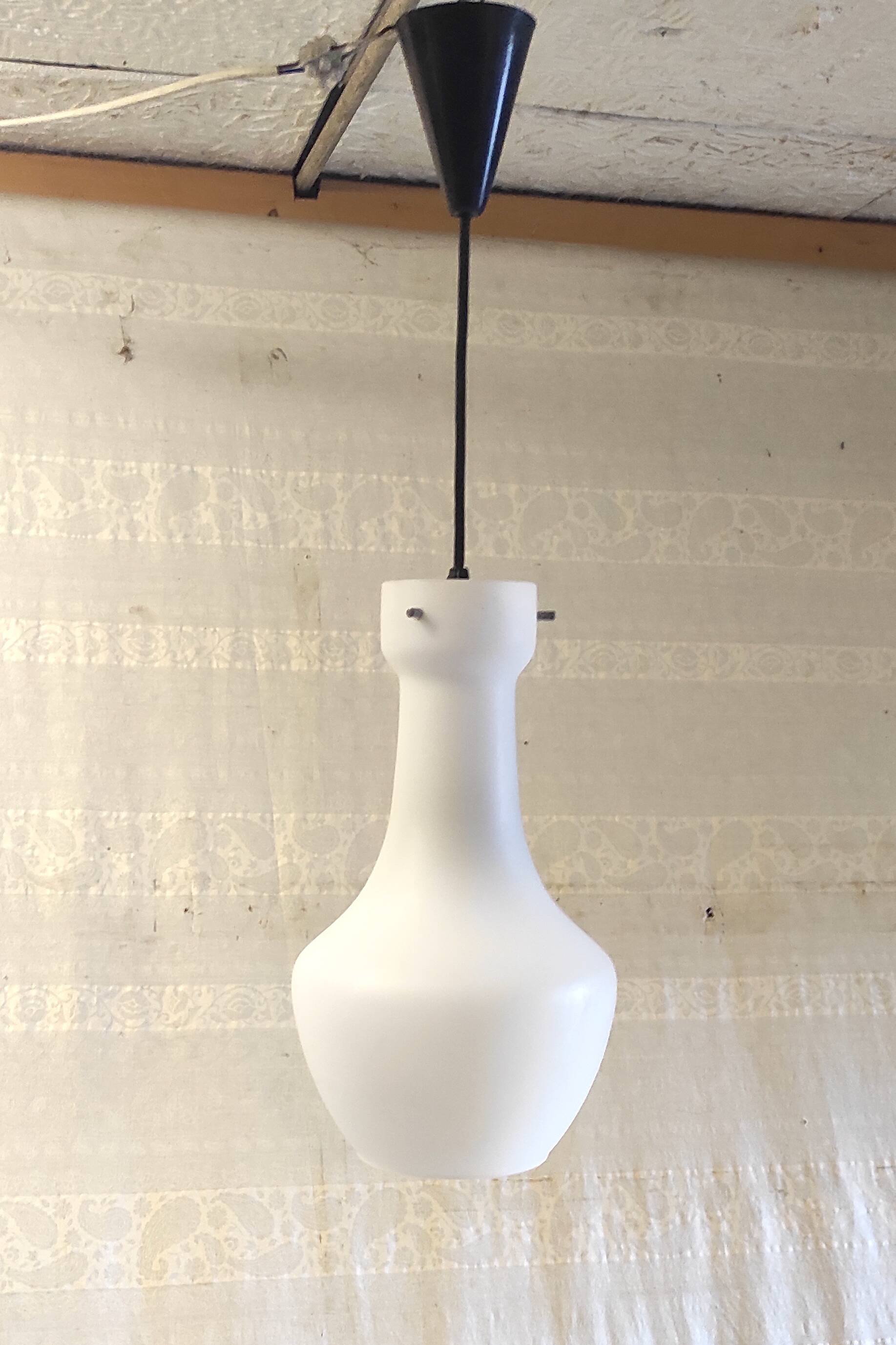 Opaline globe design pendant light by Targetti Sankey (Italy) - mid-20th century