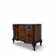 serpentine commode in antique walnut