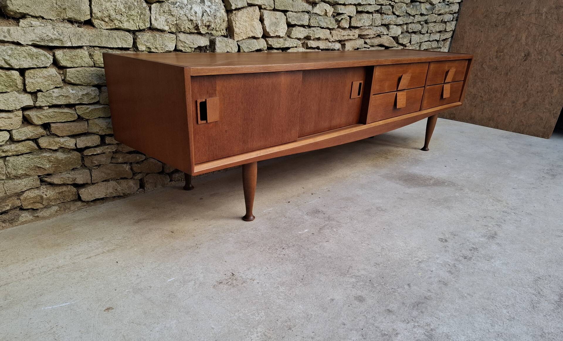 Low teak sideboard 200cm