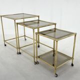 1970's italian brass & smoked glass nesting tables