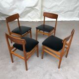 Vintage set of 4 mid century teak dining chairs scandinavian 60s 70s retro danish
