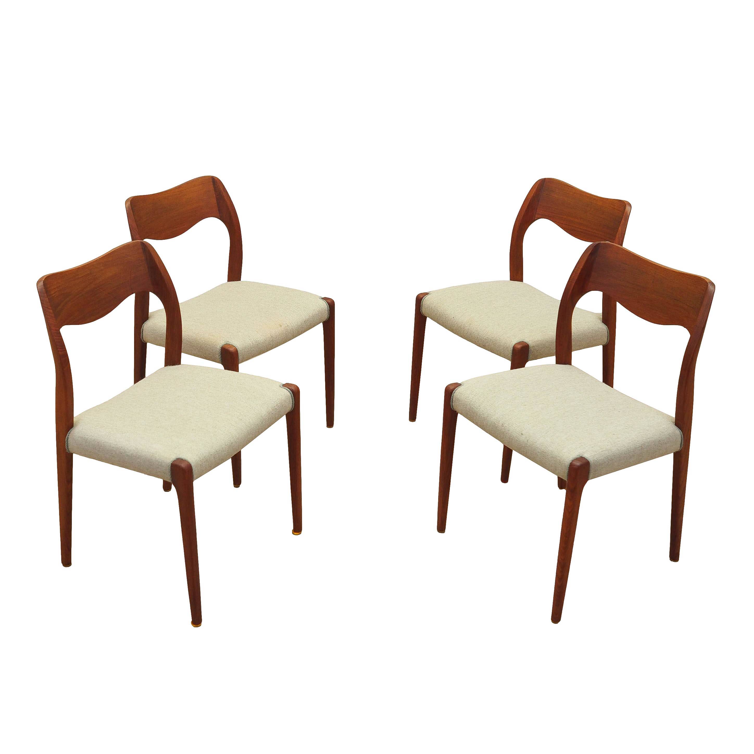 Set of four teak chairs, Danish design, 1960s, designer: Niels Otto Møller
