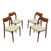 Set of four teak chairs, Danish design, 1960s, designer: Niels Otto Møller