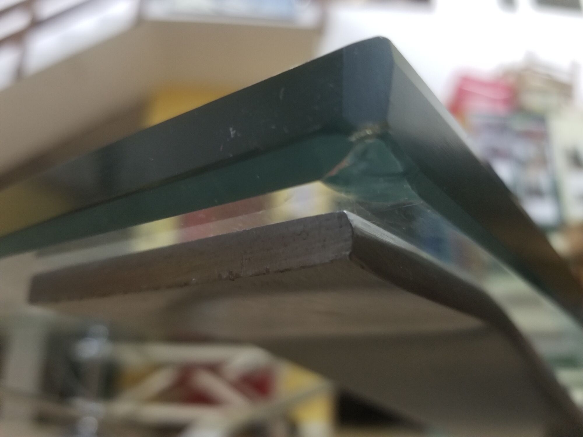 Vintage brushed steel coffee table and thick glass top - italian design