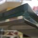 Vintage brushed steel coffee table and thick glass top - italian design