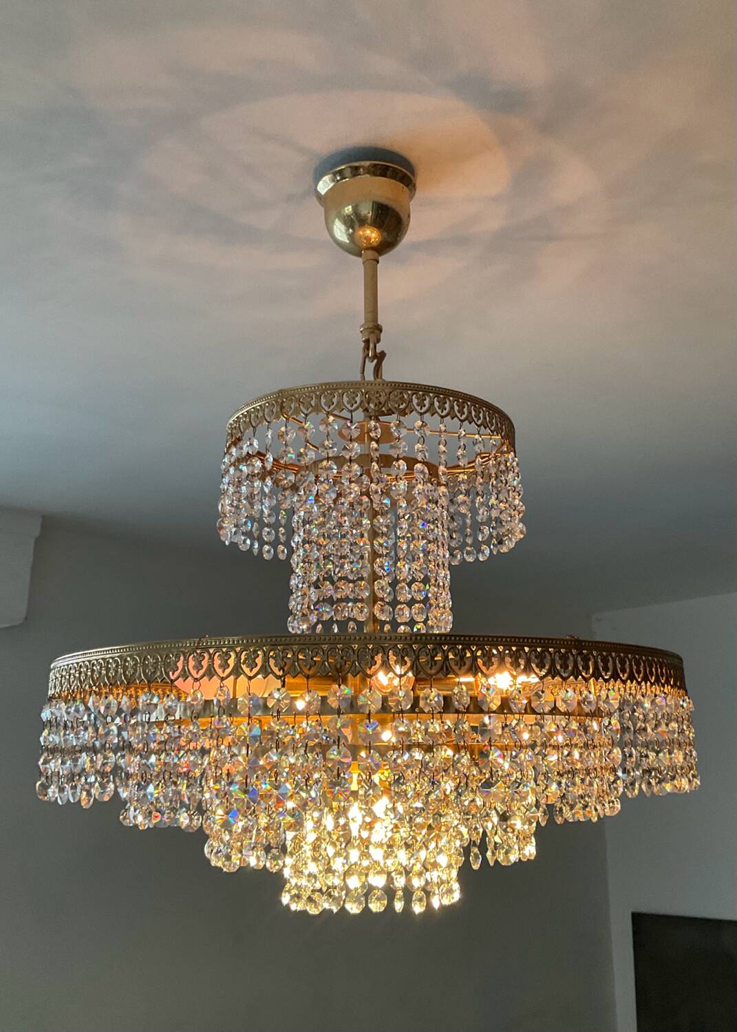 Vintage Crystal Tassel Cascade Chandelier