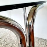 Space Age dining table smoked glass - chrome 70's