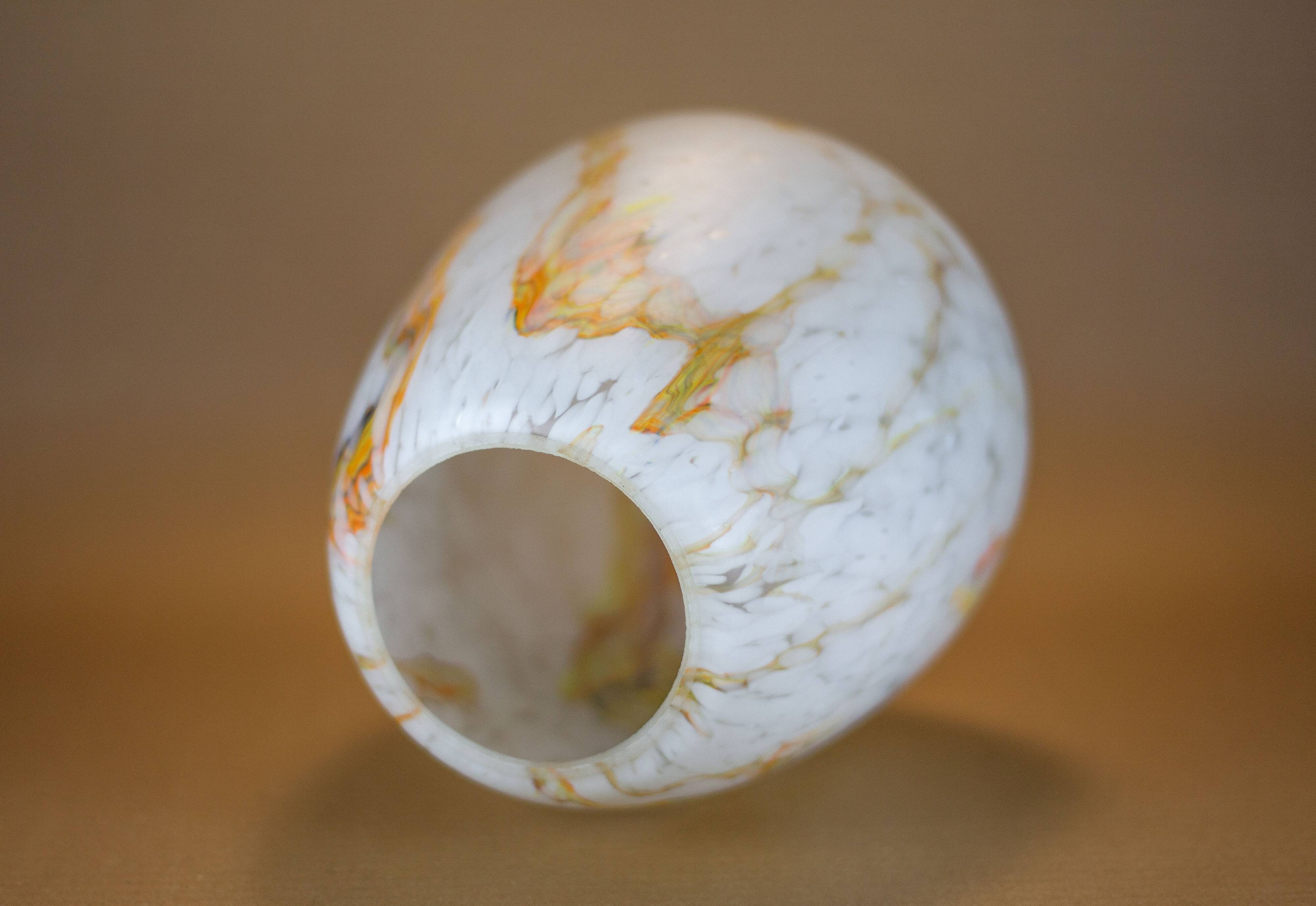 Colorful marbled opaline globe, glass lampshade, ceiling lamp, ceiling lamp, 60's