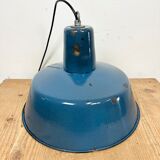 Industrial Blue Enamel Factory Pendant Lamp, 1960s