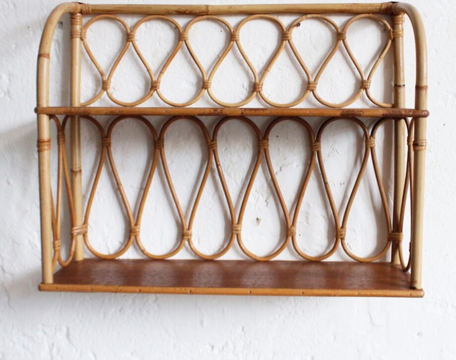 Rattan wall shelf 50s