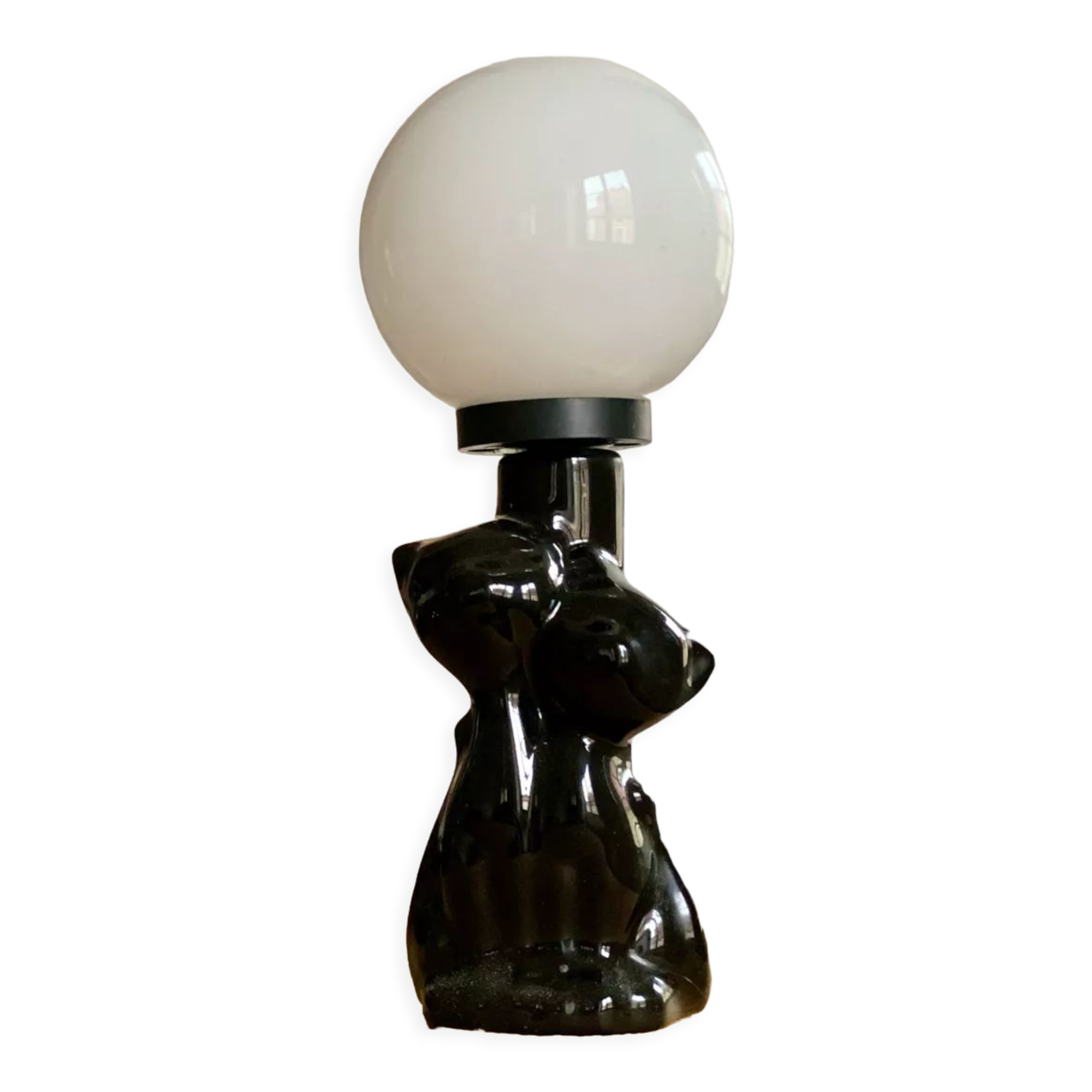 Ceramic black cat couple lamp