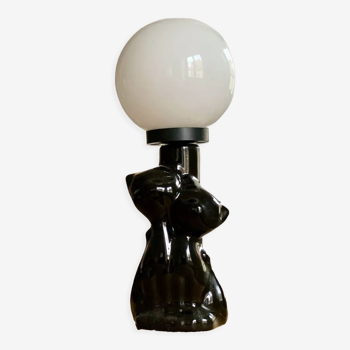 Ceramic black cat couple lamp