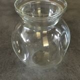 Jar type bonbonnière in translucent glass shape round modernist