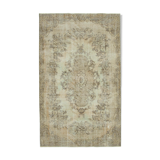 Anatolian handwoven vintage 1970s beige carpet 160 cm x 264 cm