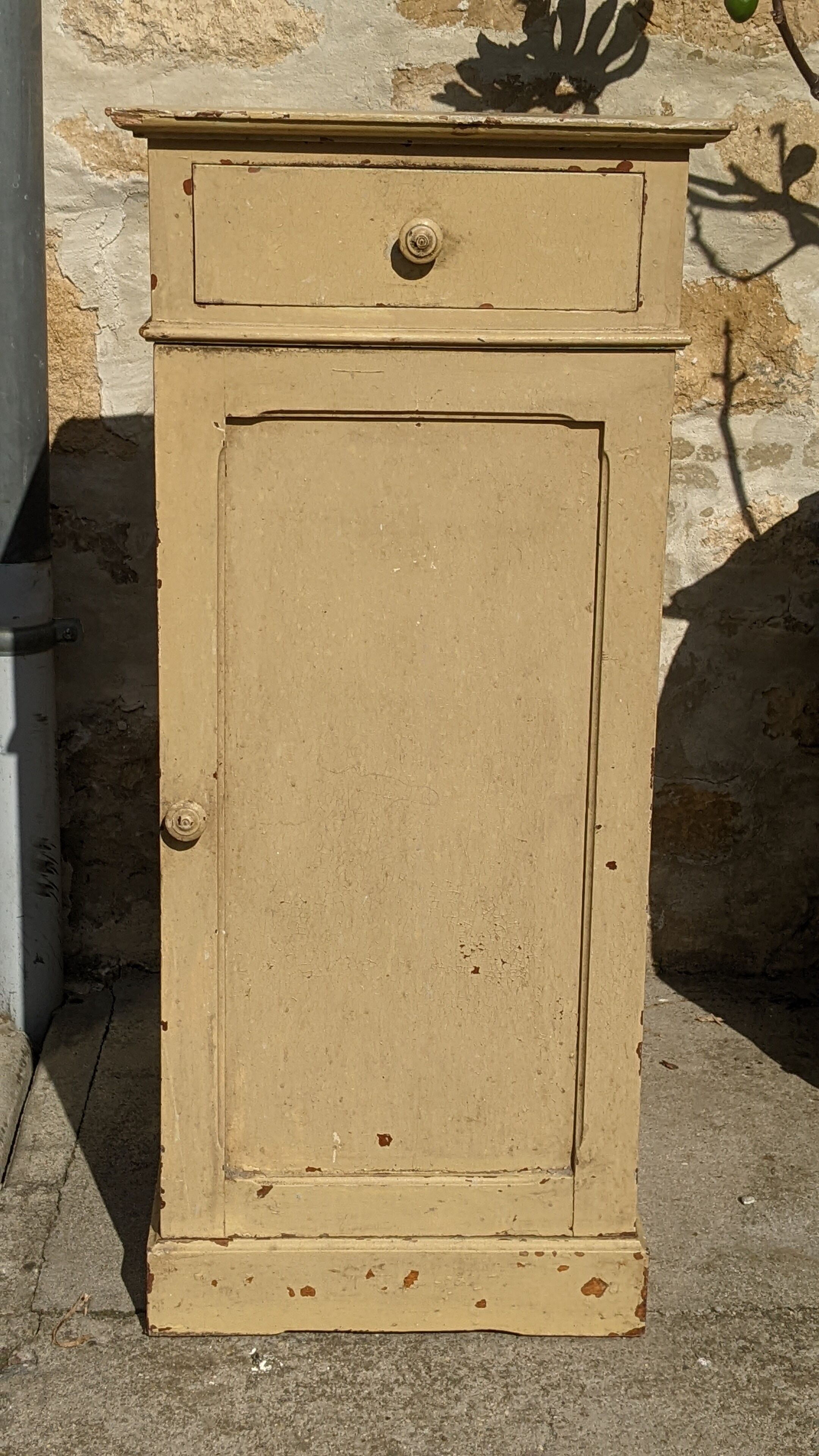 Old wooden bedside yellow patina circa 1900