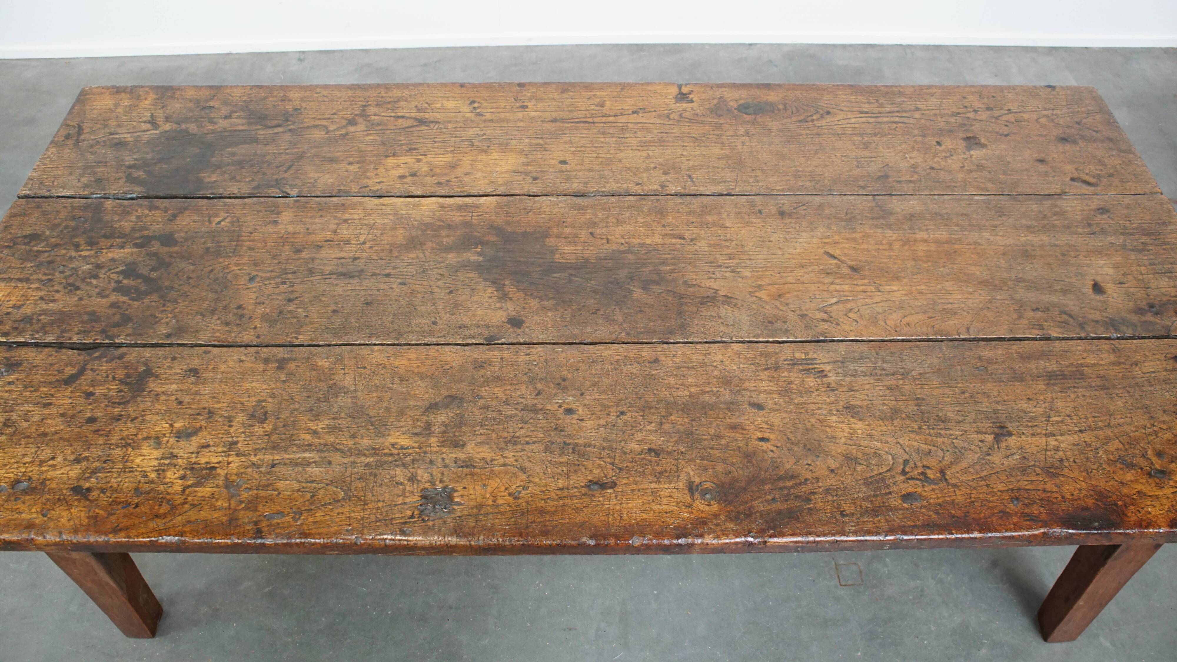 Antique Coffee Table Made of Chestnut Wood from the Early 19th Century