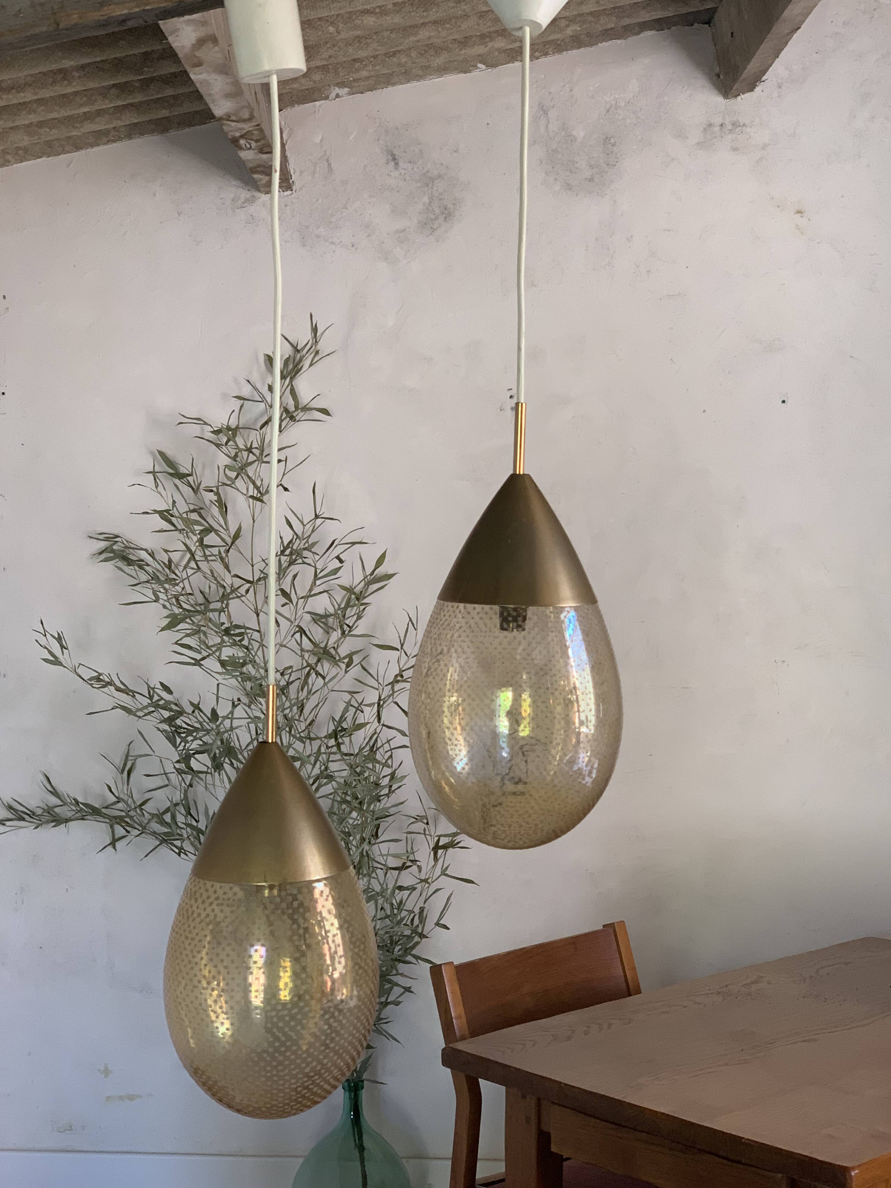 Vintage amber glass drop pendant light