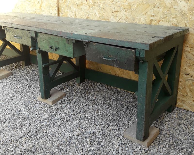 Établi industriel d'atelier 4m ancien