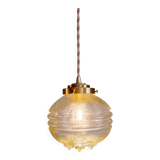 Space Age pendant light in yellow clear glass (13 available), 1960s-70s