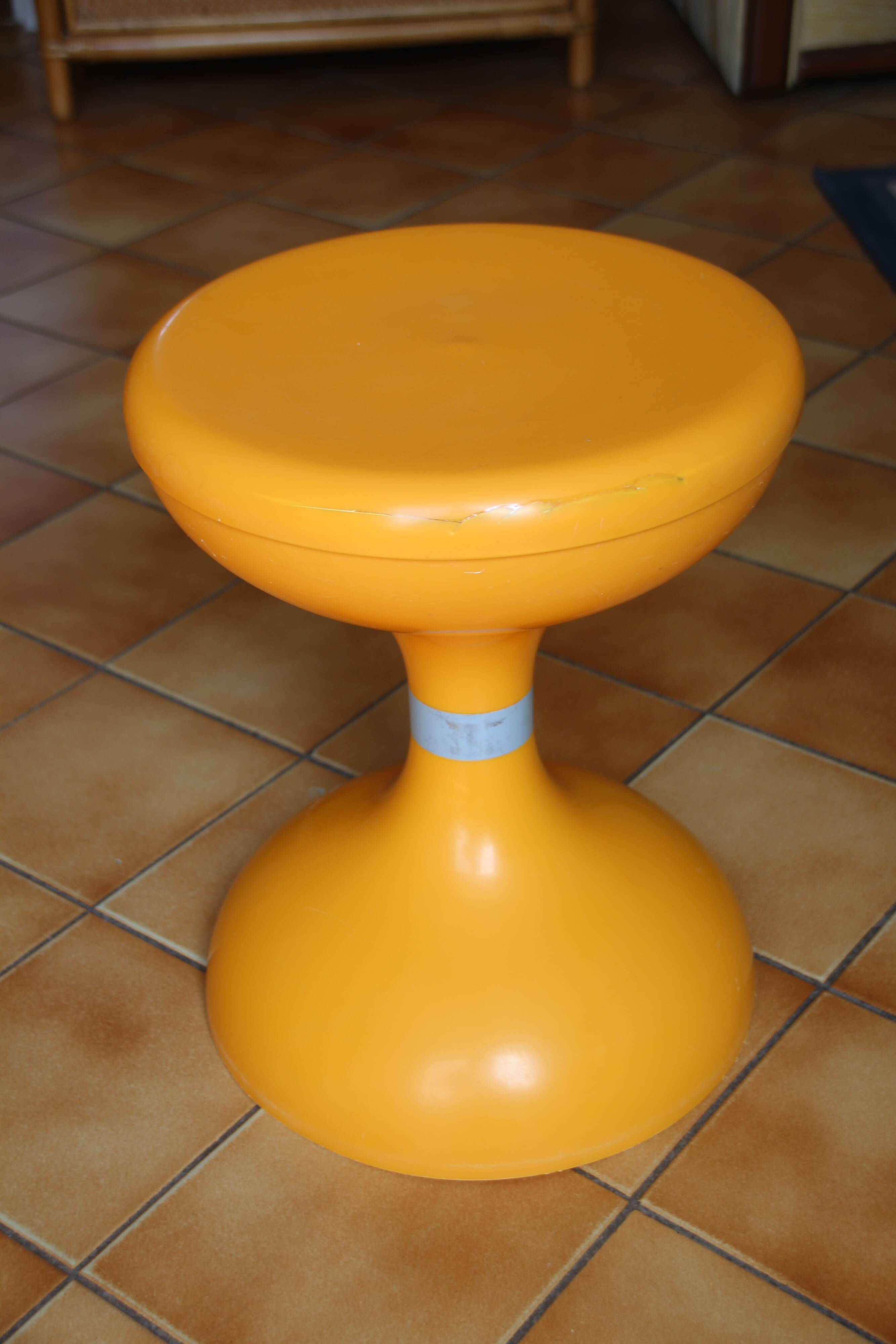 Orange plastic stool Space age 70s