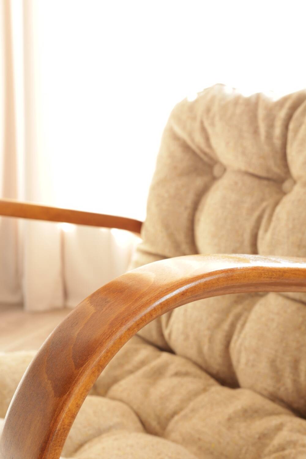 Pair of vintage beige granola armchairs from the 1950s