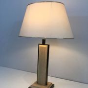 Table Lamp in Travertine and Gold Chrome, French Work, circa 1970