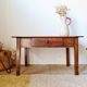 Old farmhouse coffee table in walnut with drawer - L82cm