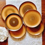 6 Longchamp stoneware dessert plates
