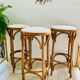 3 tabourets de bar en bois courbé et assise tissu
