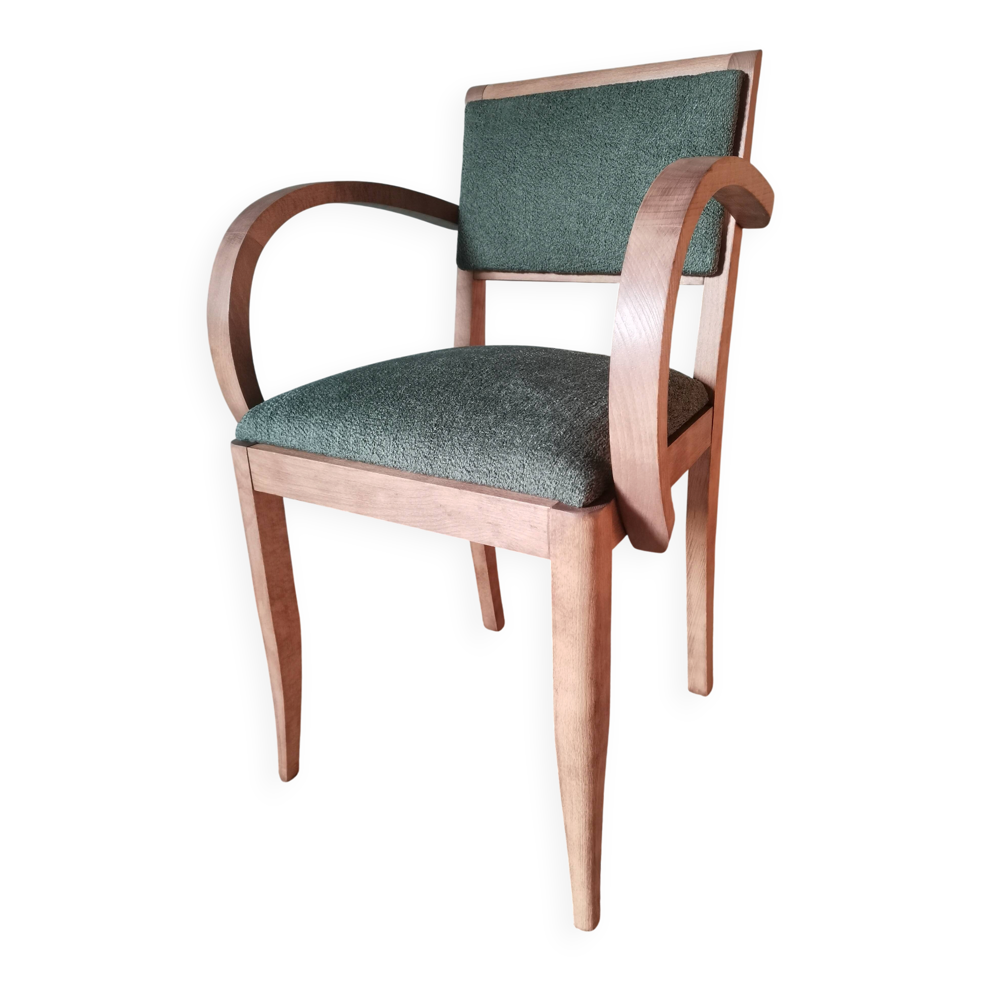 Fauteuil bridge art deco bouclette verte